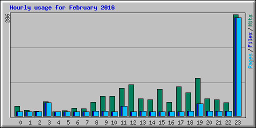 Hourly usage for February 2016
